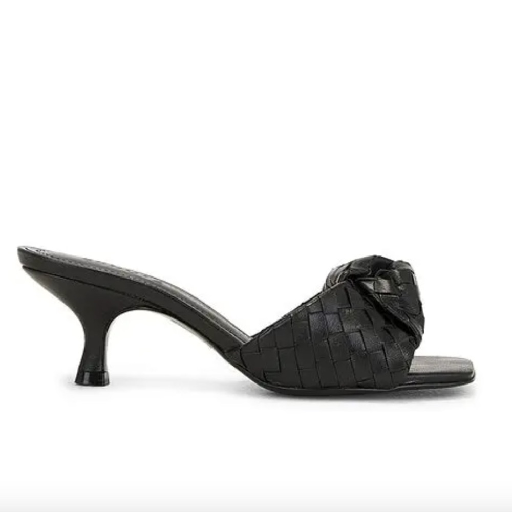 NWT SCHUTZ Black Woven Heeled Mules